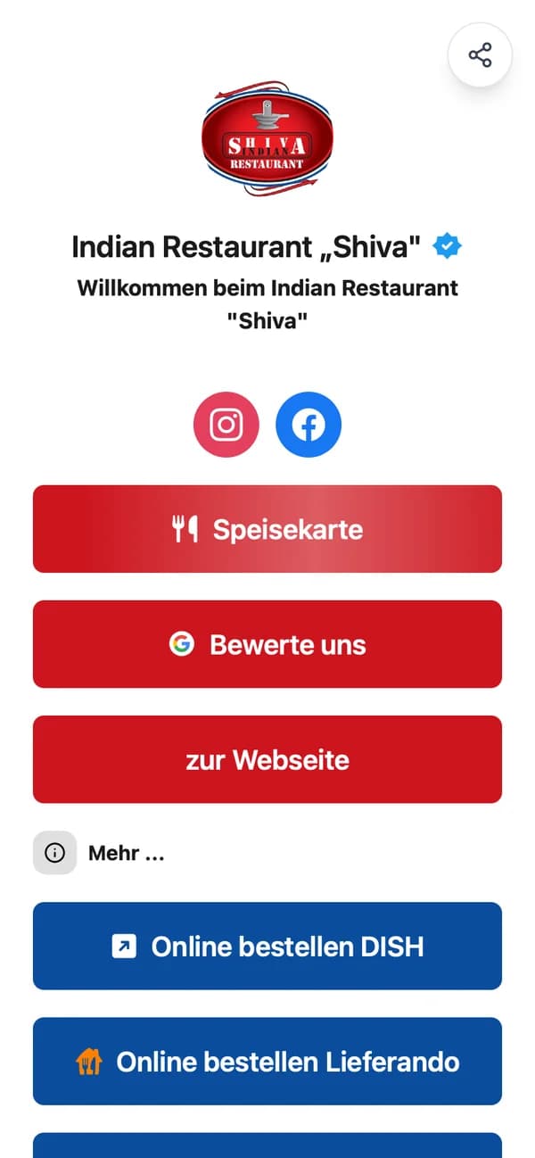Die Mini-Website von Shiva auf dem Handy